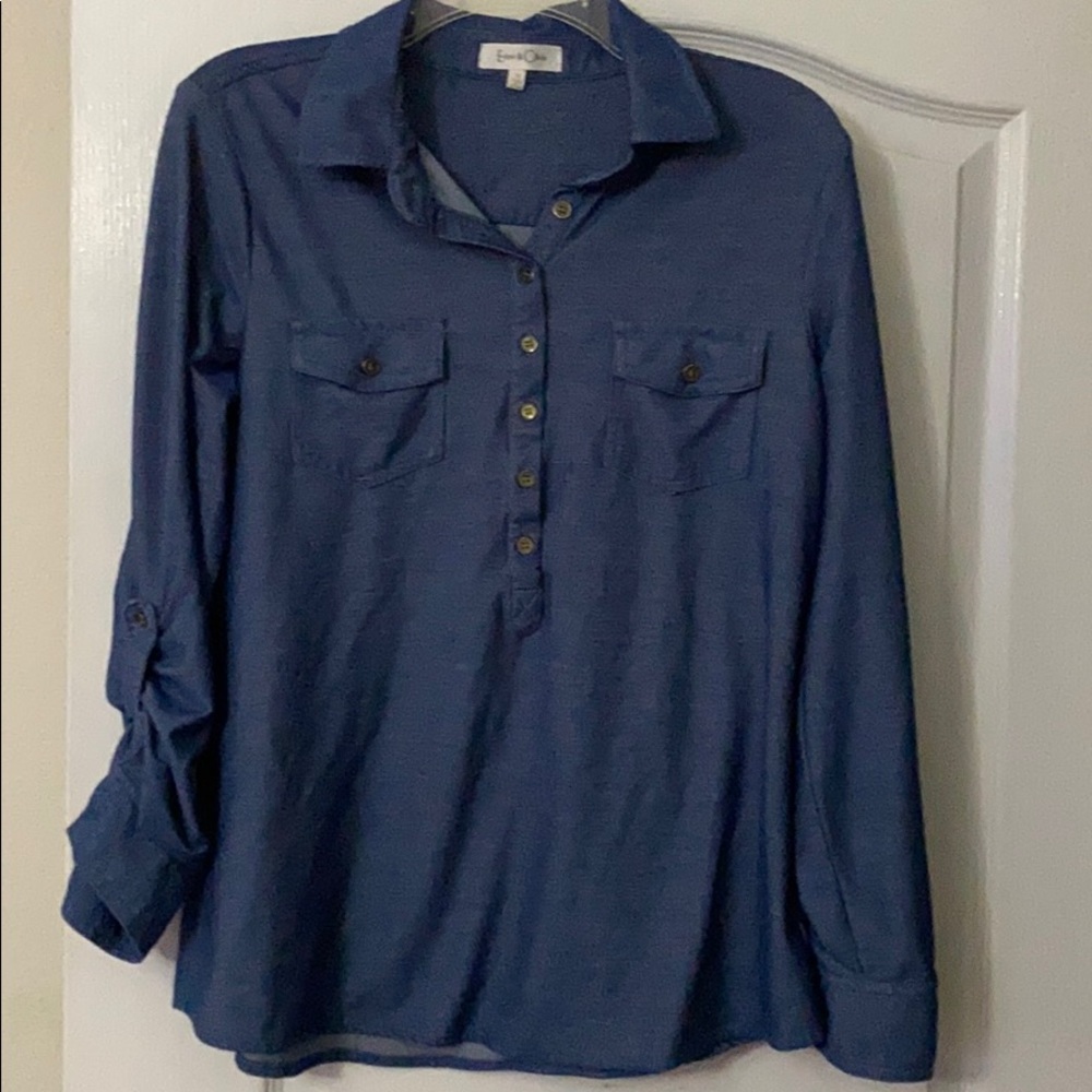 Denim look knit top Size Medium